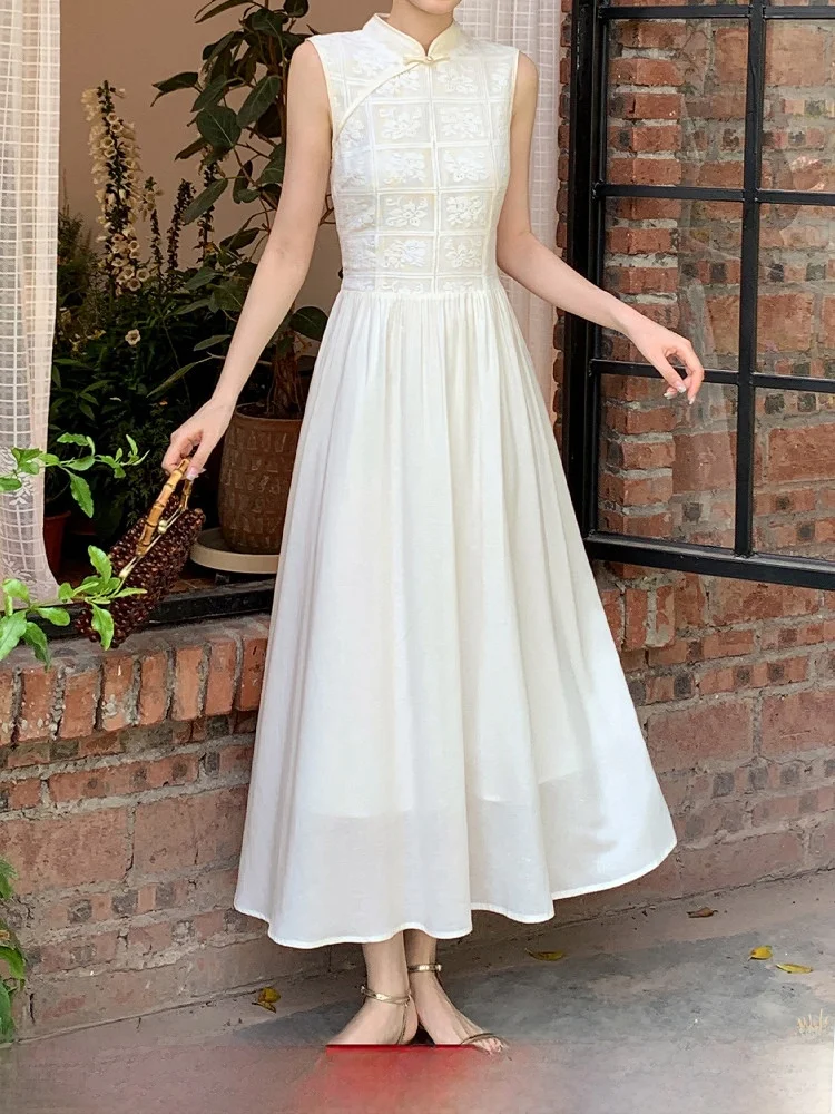 

Женское платье-жилет Ele National Sle с воротником-стойкой, длинная юбка с завышенной талией, осенняя новинка, приталенное, А-силуэт