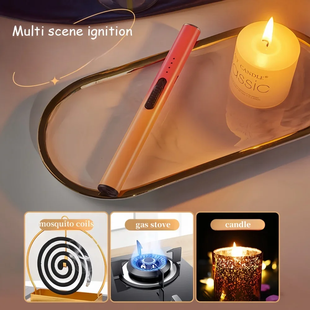 Pulse Igniter USB Charging Electronic Lighter Safe No Open Flame Safety Lock Outdoor Portable Windproof Stovetop Candle Kitchen