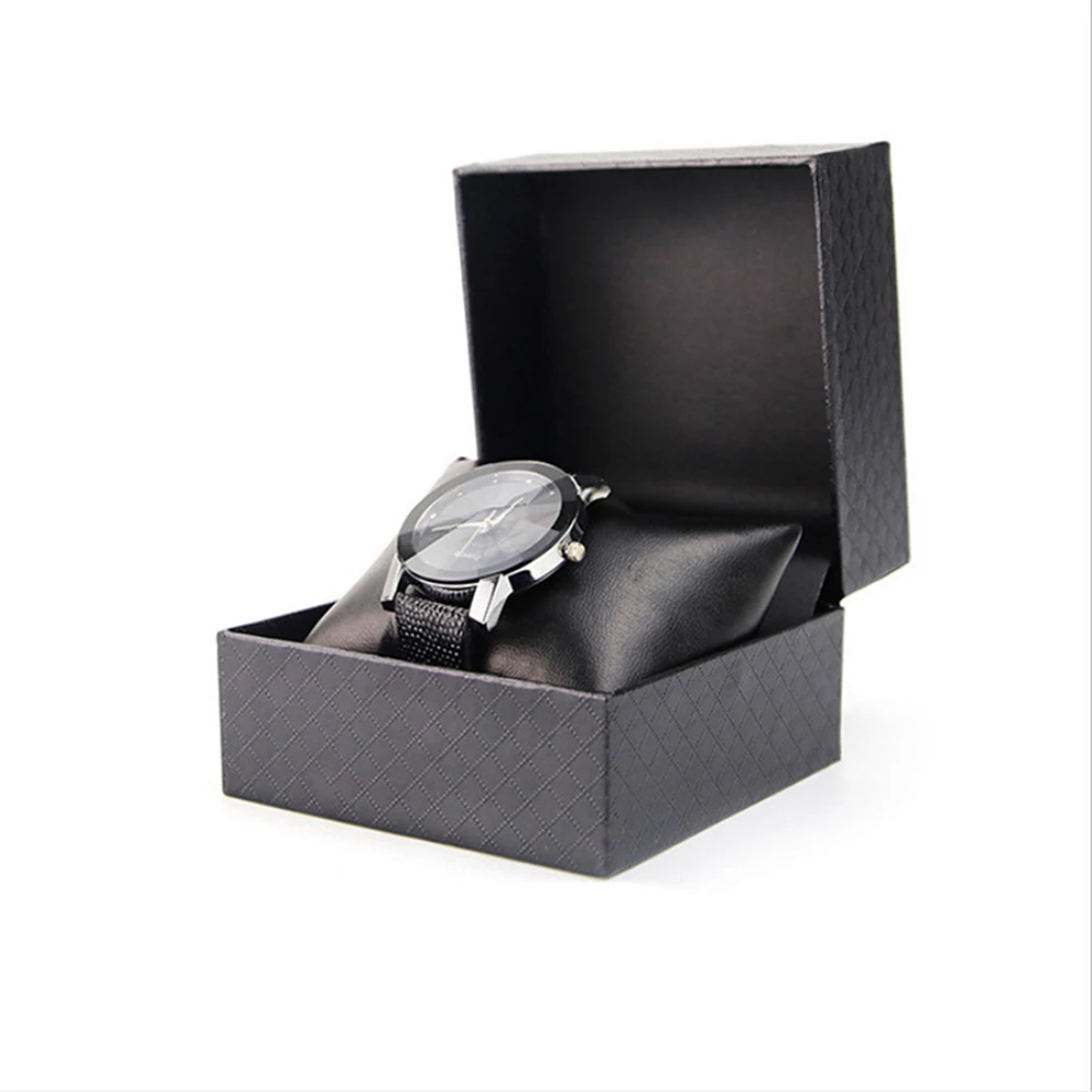 Fashion Diamond Pattern Imitation Leather Watch Box Case Holder Organizer Display Stand Bracelet Jewelry Storage Best Gifts  New