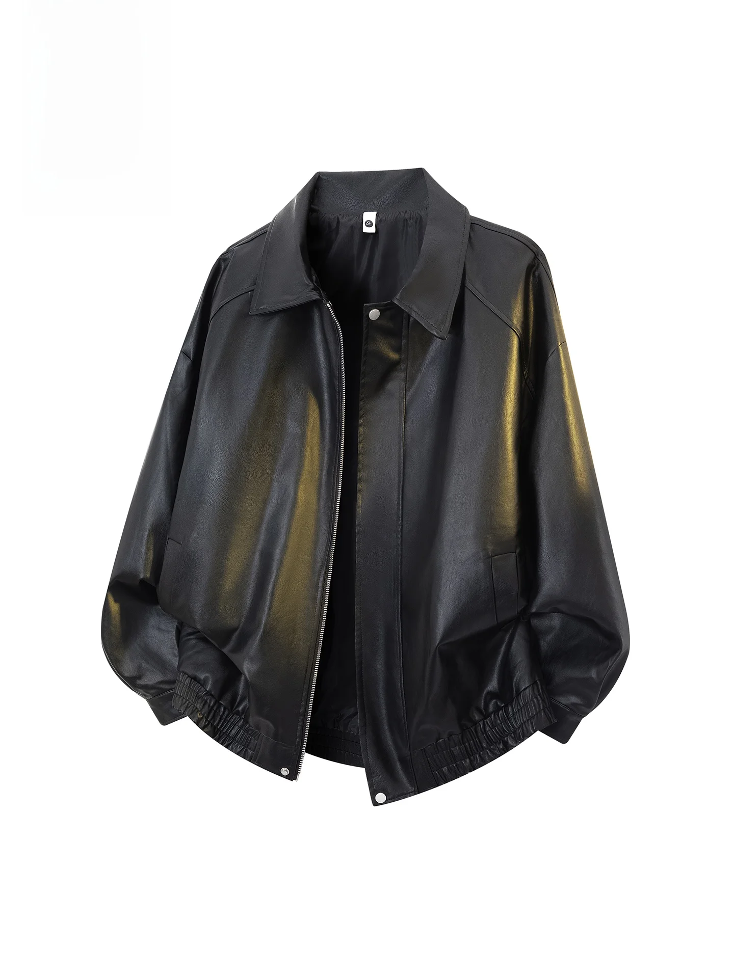 

Hipanda Hello Panda Men's Retro Sle American Leather Jaet Motorcycle Jaet Coat with Flip Collar for Autumn And Winter