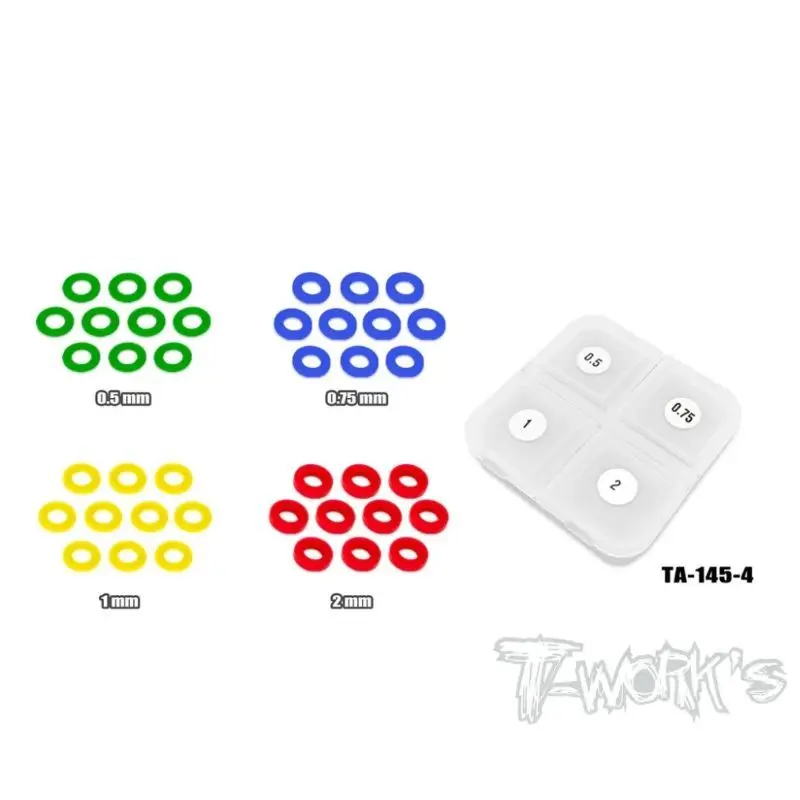 

Оригинальный комплект шайб T Works TA-145-4 POM диаметром 4 мм 0,5, 0,75, 1,2 мм каждый по 10 шт. Радиоуправляемый инструмент