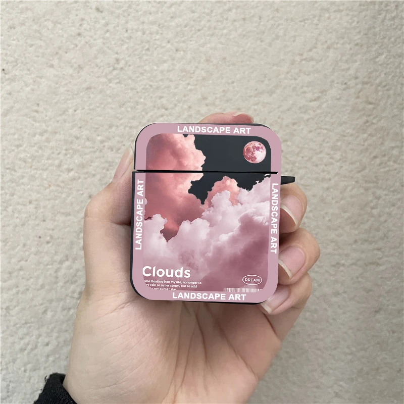 Aesthetic Pink Cloudy Matte Earphone Case For Apple AirPods Pro 2 Hand Painted Silicone Hard Headphone Cover For Air Pods 3 2 1