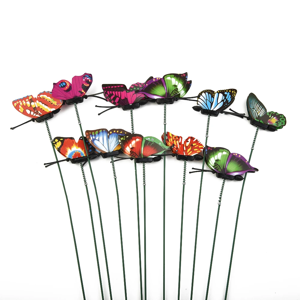 Ornament Butterfly Stakes PVC Material Random Color Wide Applications 50pcs Art Flower Indoor Decor Display Outdoor