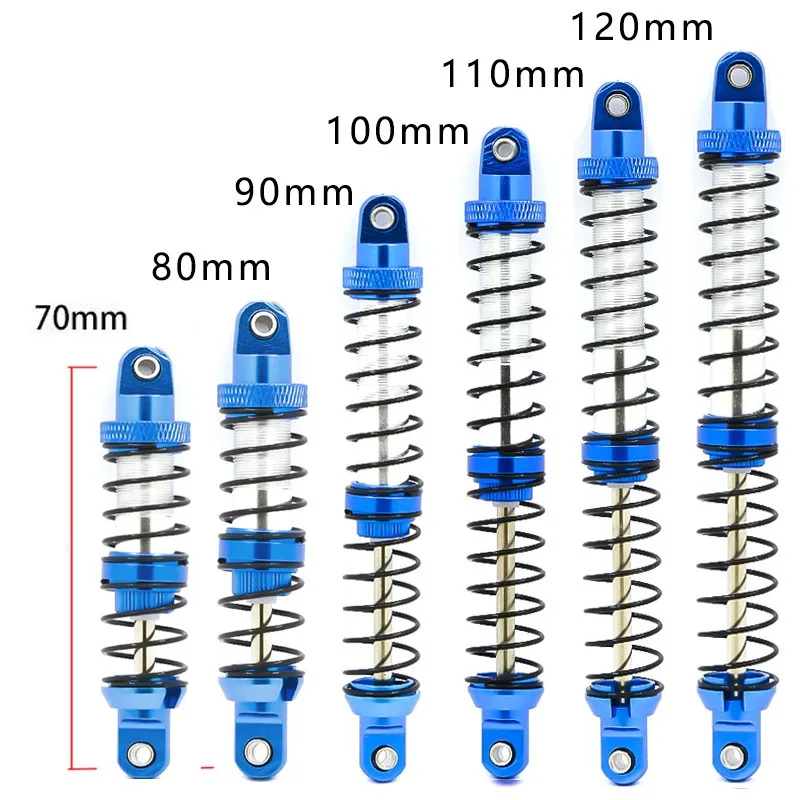 

4PCS 70MM 80MM 90MM 100MM 110MM 120MM Metal Double-section Spring Shock Absorber for 1/10 RC Crawler Car SCX10 TRX4/T6 RC4WD D90