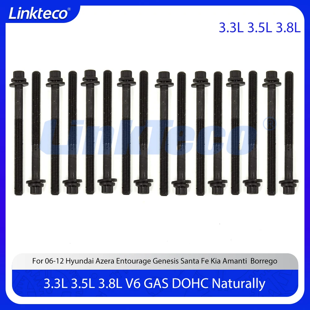 

Engine Cylinder Head Bolt Set Fit 3.3L 3.5L 3.8L V6 GAS DOHC Naturally For 06-12 Hyundai Azera Entourage Genesis Kia Amanti