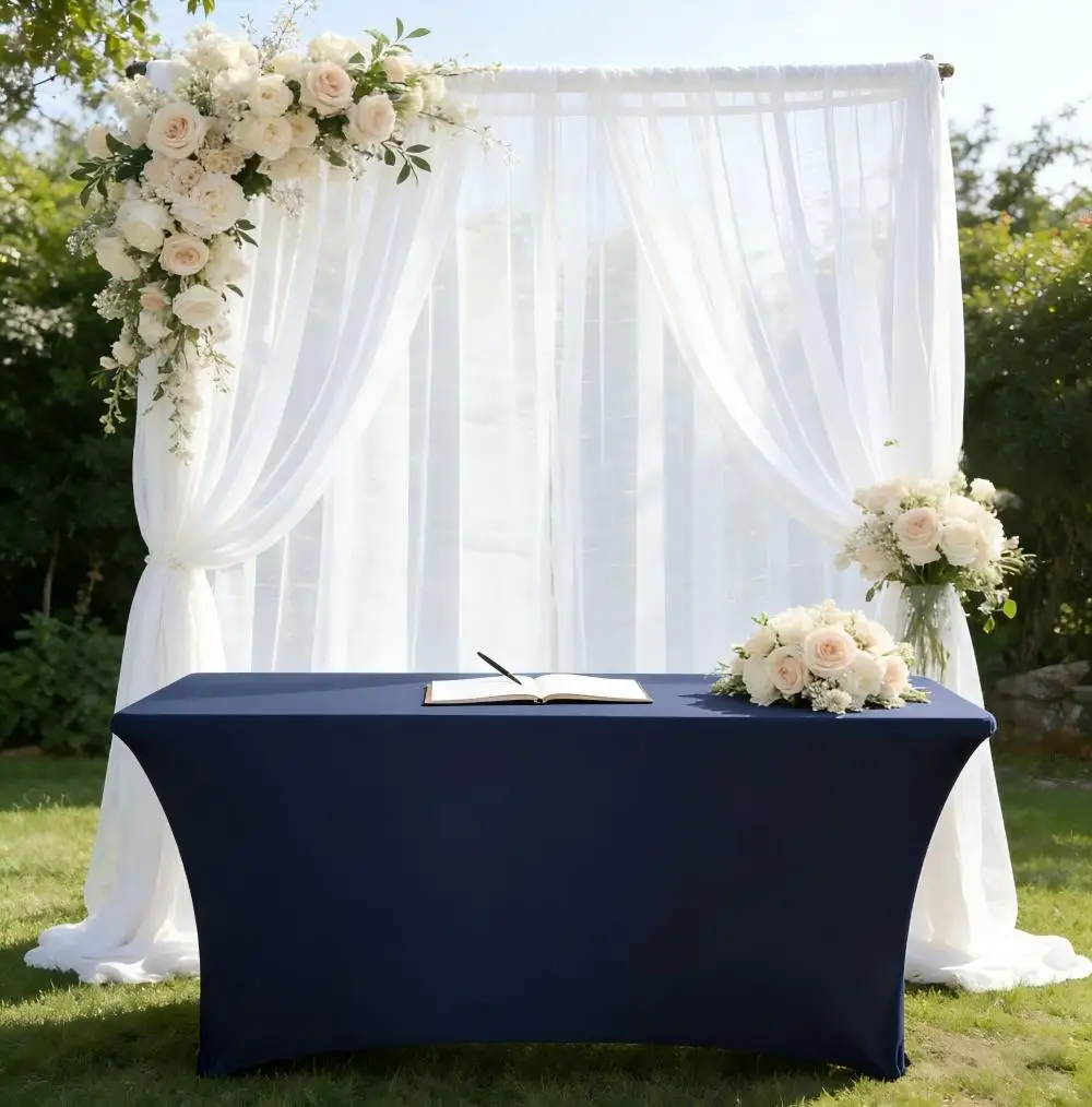 Großhandel schwarze einfarbige verdickte rechteckige Tischdecke elastische Tischdecke für Hotel Restaurant Hochzeit Bankett Dekoration – Detail 17