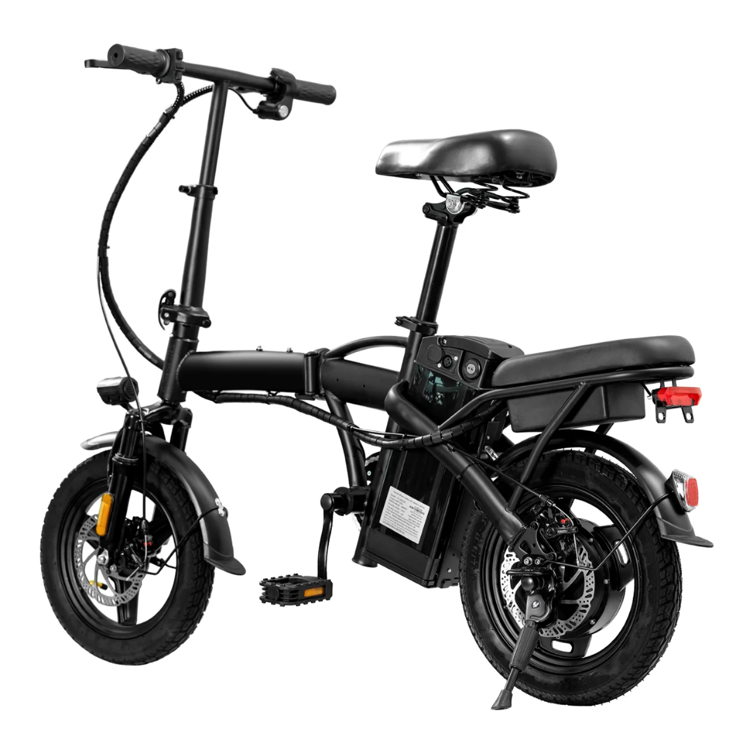 

STLF Foldable E Bikes for Adults 740W 20MPH 14" Tire 48V 15AH Folding Electric Bike Multi-Shock Absorption for City Commuter Cam