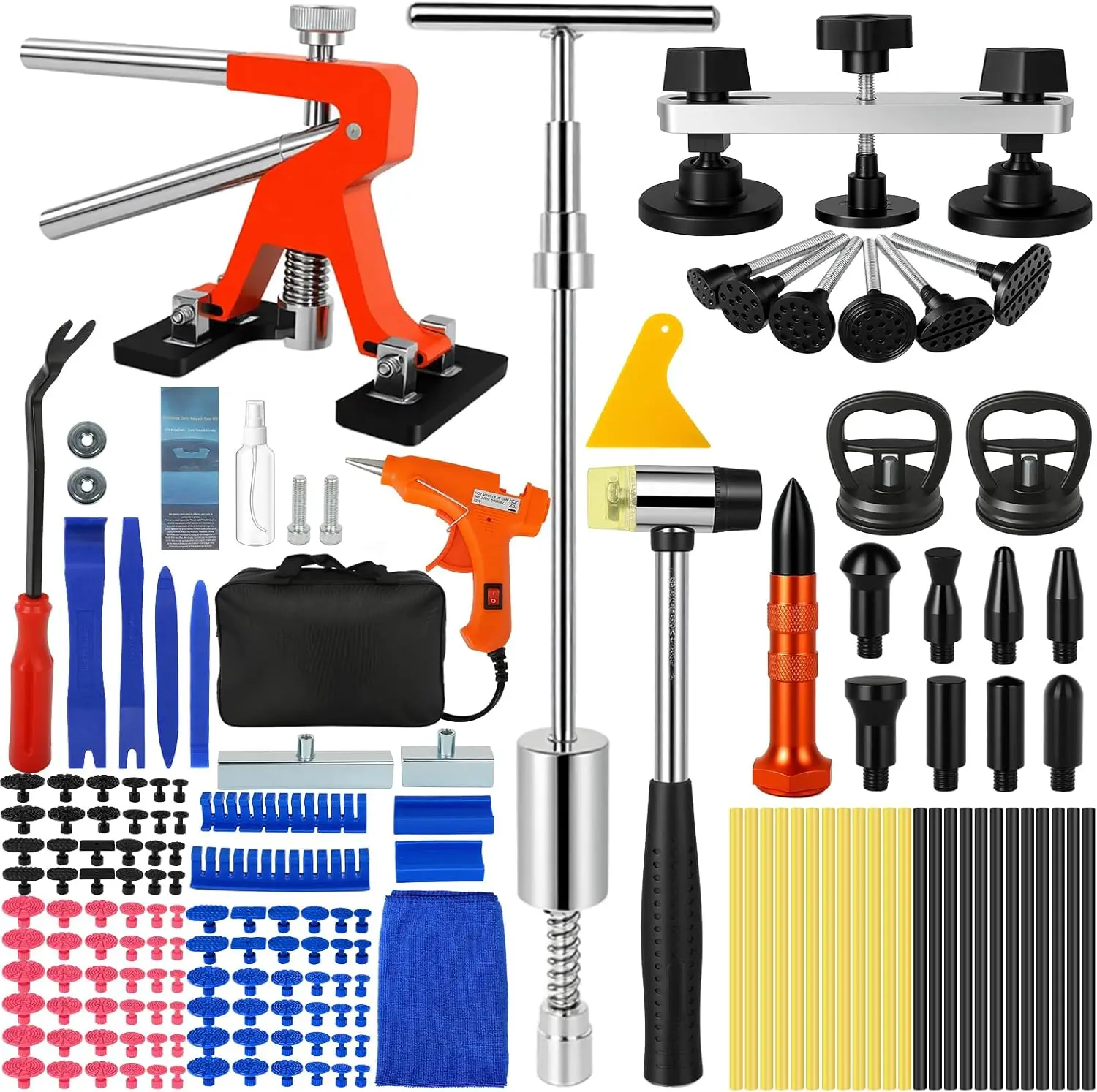 

Съемник вмятин 149 шт. Набор для удаления вмятин без покраски с скользящим молотком, Т-образным стержнем, подъемником и мостовым съемником — инструмент для ремонта вмятин автомобиля для градации D