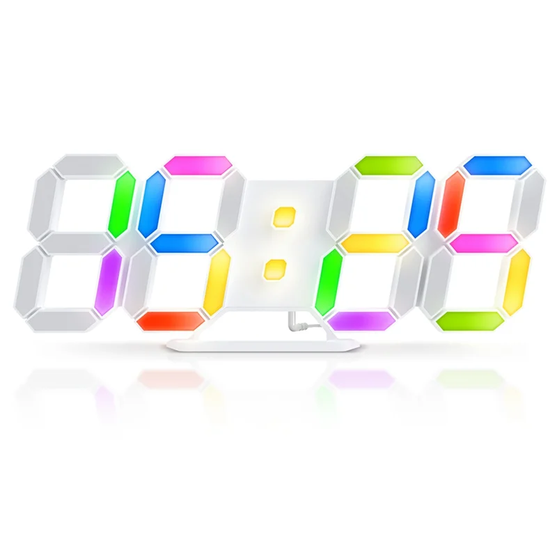 3D LED Digital Wall Clock Rgb Clock Luminous Table Alarm Clock Time Date Table Clock with App Control for Home Bedroom