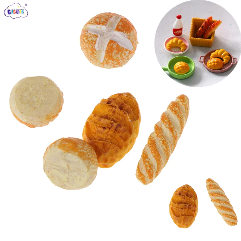 

3/4//6Pcs 1/6 1/12 Miniature Dollhouse Simulation Bread Dollhouse Miniature Food Breakfast Snack Dessert Kitchen Toys