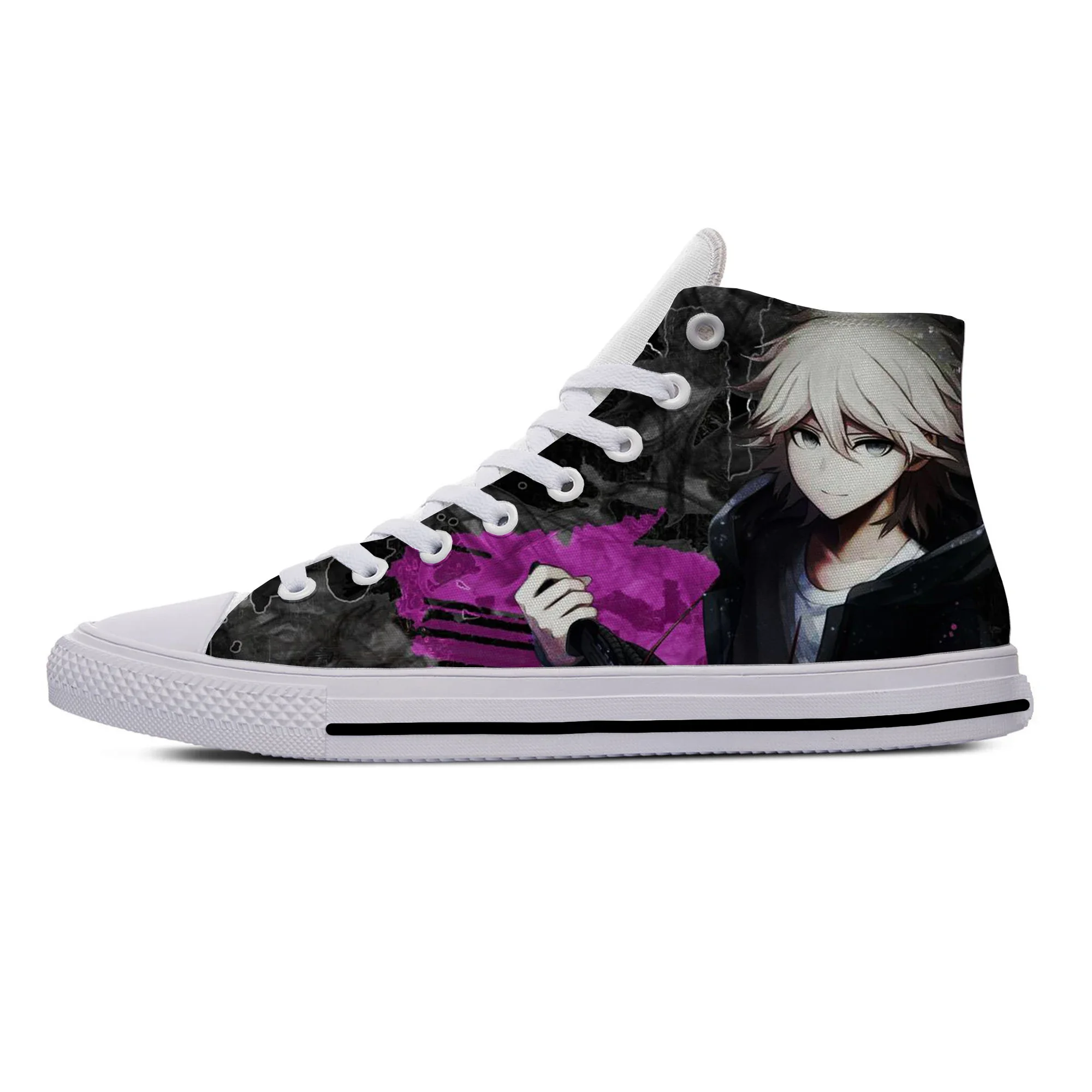 Hot Cool Anime Manga Game Danganronpa Nagito Komaeda Funny Breathable Casual Board Shoes High Top Lightweight Men Women Sneakers