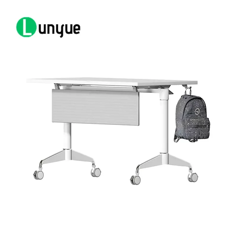 Adjustable Height Folding Computer Desk with Wheels Splicing Design Mobile Workstation for Home Office Space Saving Easy
