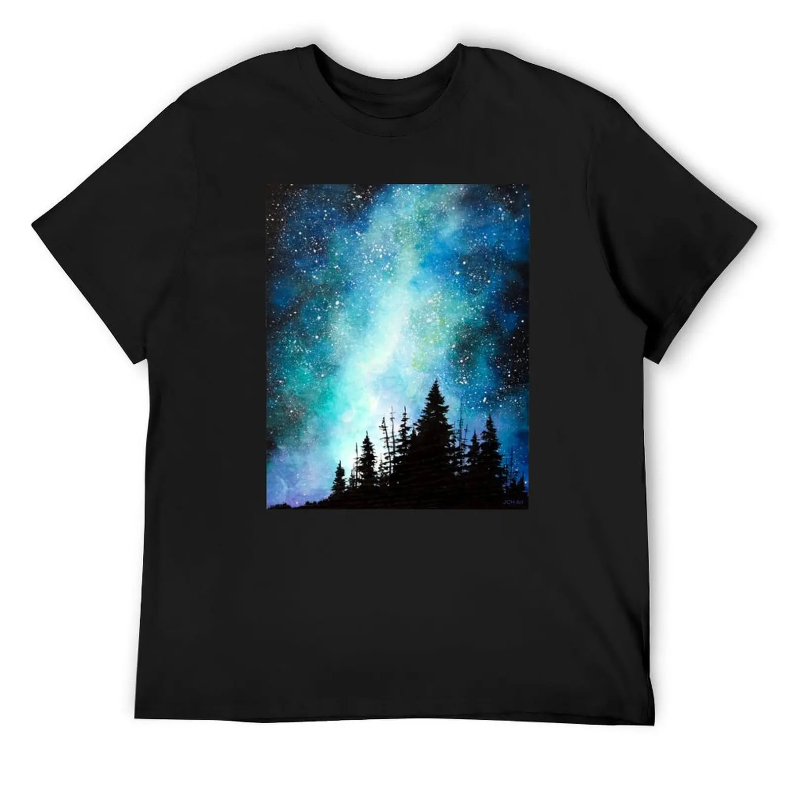 

Blue Galaxy Forest T-Shirt sweat designer shirts boys animal print essential t shirt Men's t-shirts