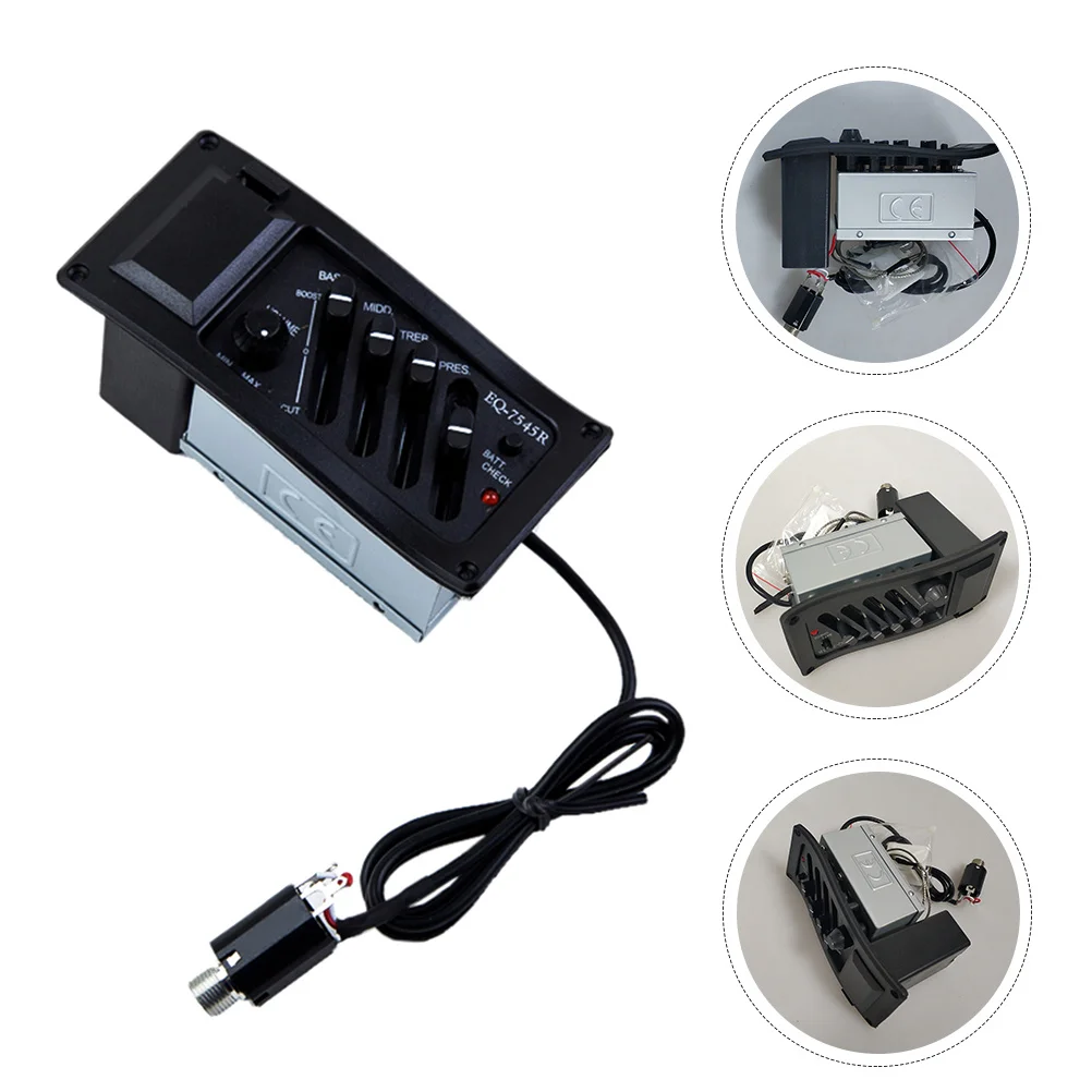 

4-Band Eq Acoustic Guitar Piezo Pickup Long-Lasting Equalizer Stable Connection Clear Sound Instrument Accessory