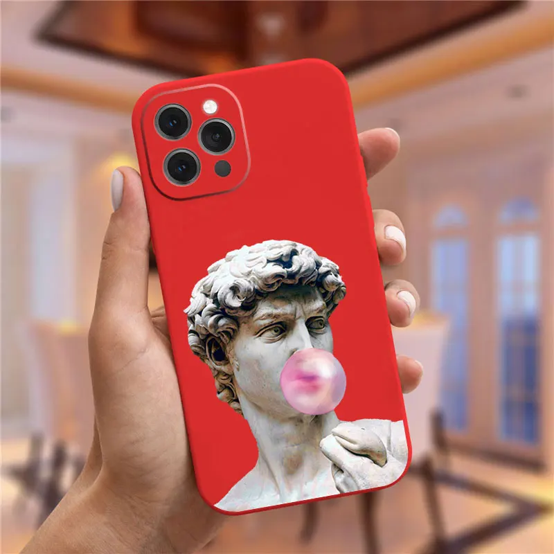 الفن فريسكو مايكل أنجلو خلق آدم جراب هاتف آيفون 11 12 13 14 15 16 17 برو ماكس 14 16 زائد 17IAR ديفيد خطوط غطاء #6