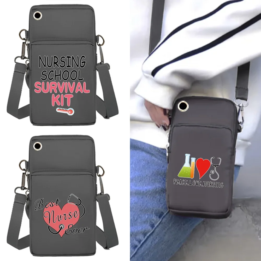 Mobile Phone Bag Shoulder Bags Wallets Apple/Huawei/Xiaomi/Samsung Universal Cell Phone Storage Packet Nurse Print Wrist Pack