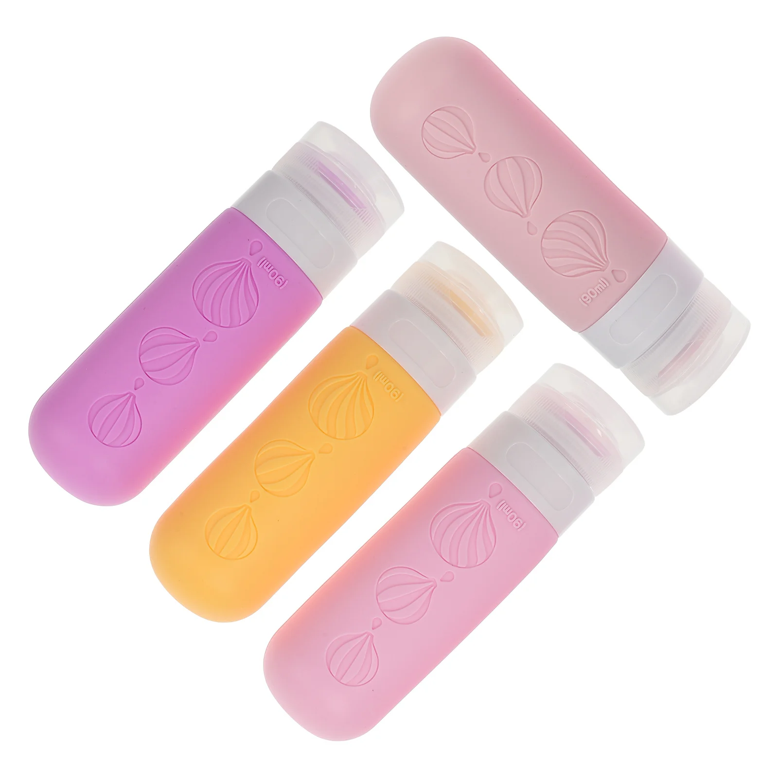 4 個のトラベルサイズのシリコンボトル詰め替え可能なスクイーズボトルシャンプーローションコンディショナーボディウォッシュポータブルトイレタリー用