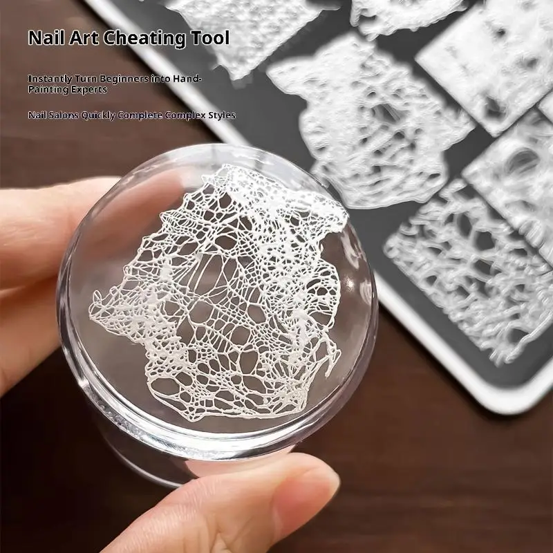 Placas de estampado de uñas de línea ondulada de encaje francés, herramientas de plantilla geométrica de impresión DIY, plantilla de sello de manicura de acero inoxidable, 1 ud.