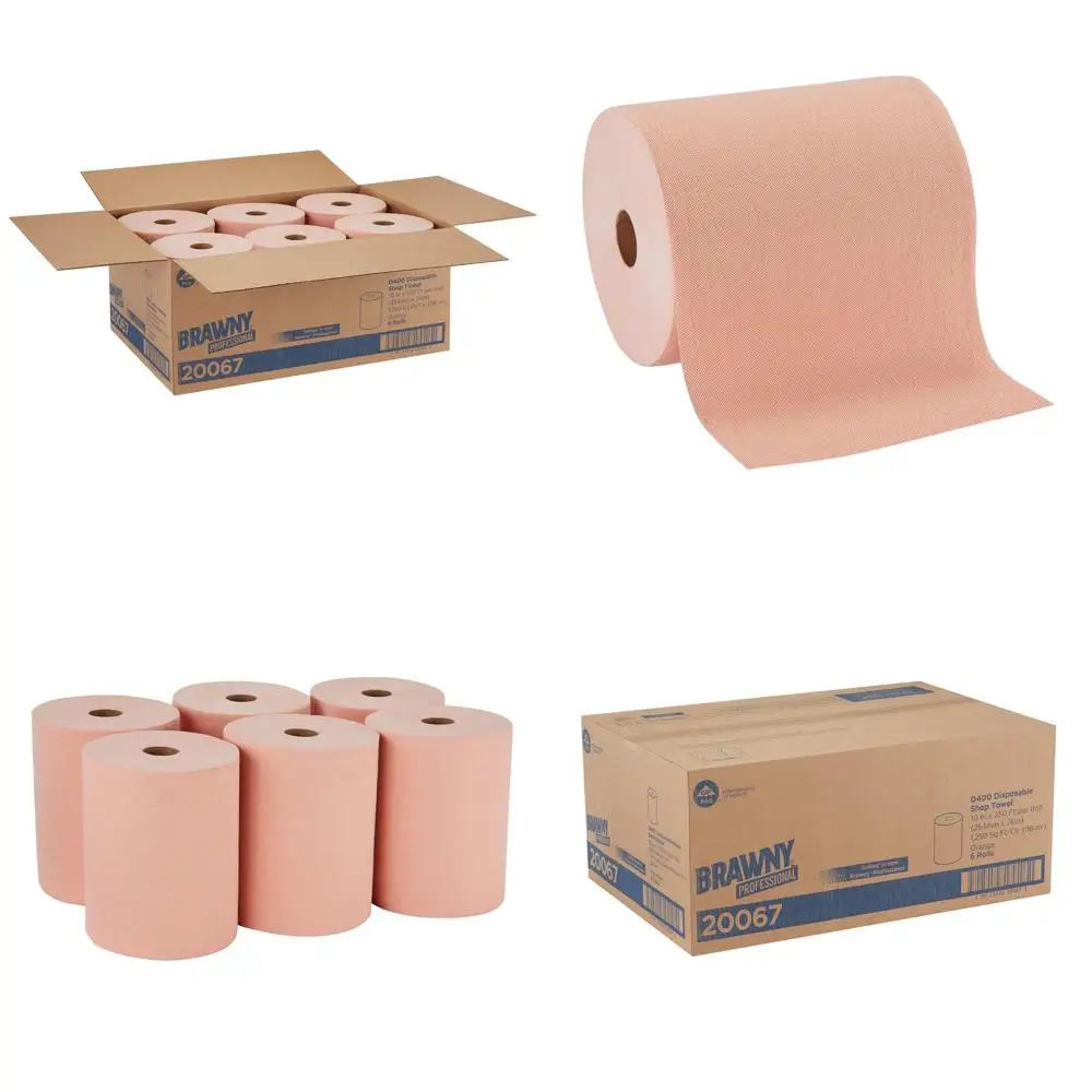 

Disposable Shop Towel Refill, Orange, 250 Sheets Per Roll, 6 Rolls Per Case