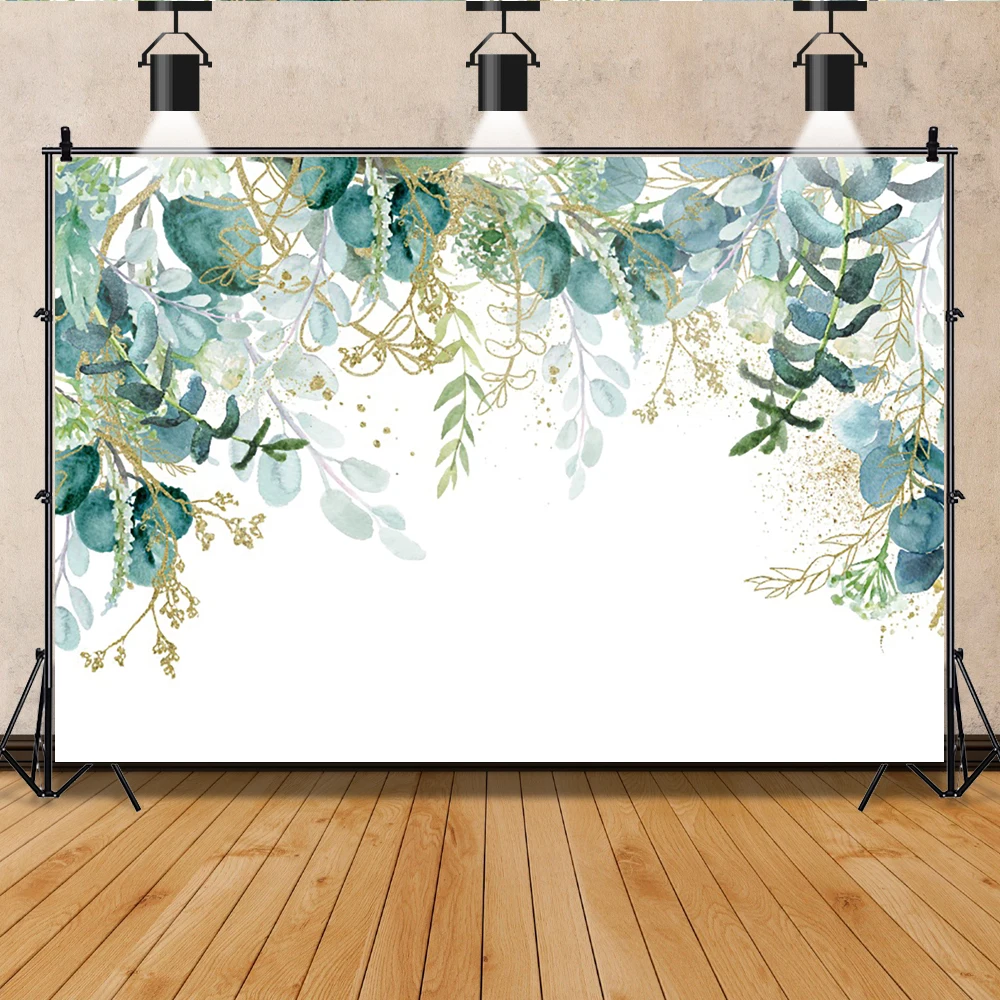 Spring Green Eucalyptus Leaves Branches Greenery Backdrop Photography Outdoor Decor Wedding Birthday Baby Portrait Background