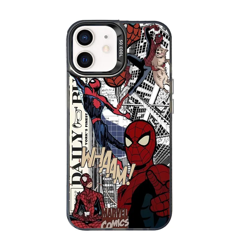 مثيرة للاهتمام على شكل قلب الرجل العنكبوت جراب هاتف آيفون XS XR X 16 15 14 13 12 11 برو ماكس ميني 7 8 زائد الكرتون Y2K الغلاف الصلب #5