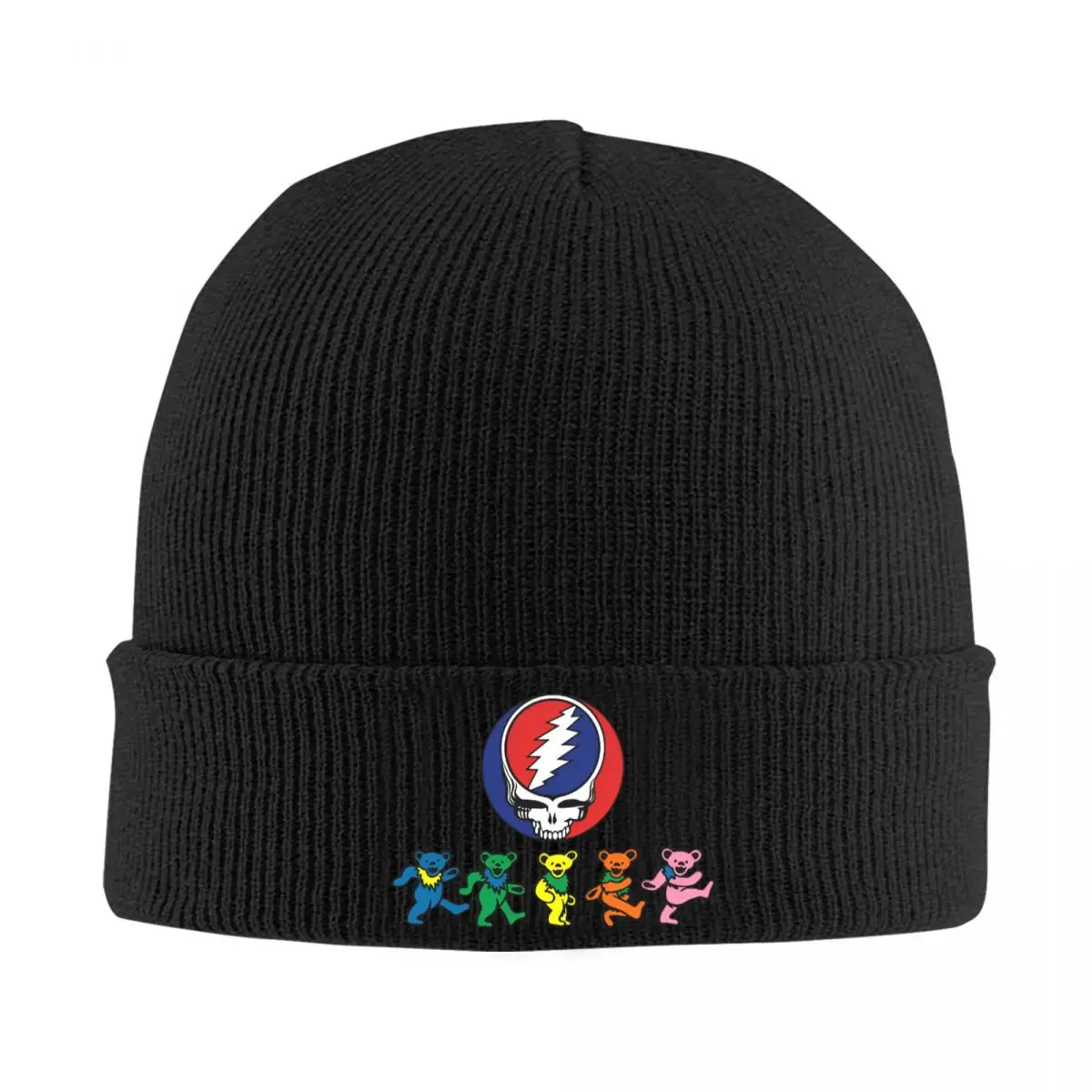 The gratells Deads Band Beanie gorros para hombre y mujer, gorros de punto Kpop Vintage, gorros elásticos estampados, Otoño e Invierno