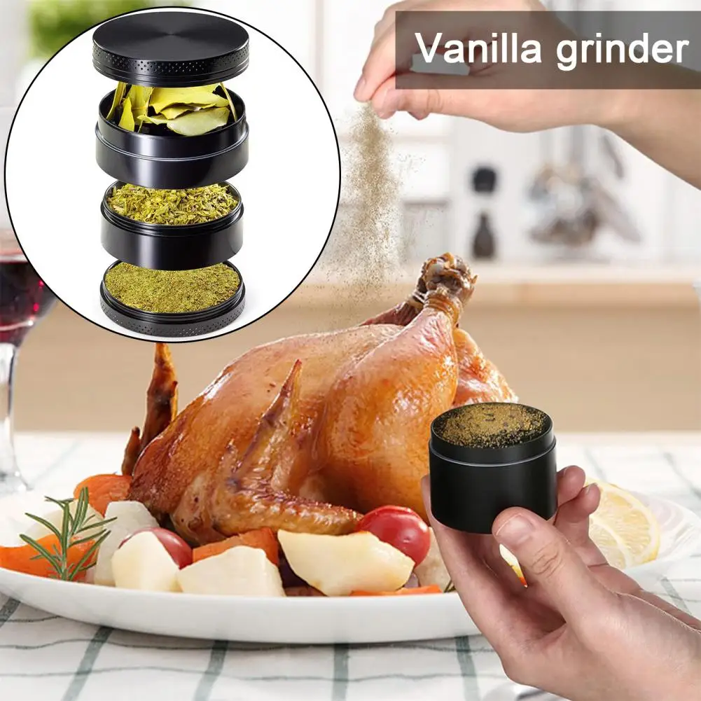 Herb Grinder Manual 4 Processes Reinforced Metal Teeth Zinc Alloy Kitchen Spice Condiment Crusher Pollen Medicinal Herb Mill