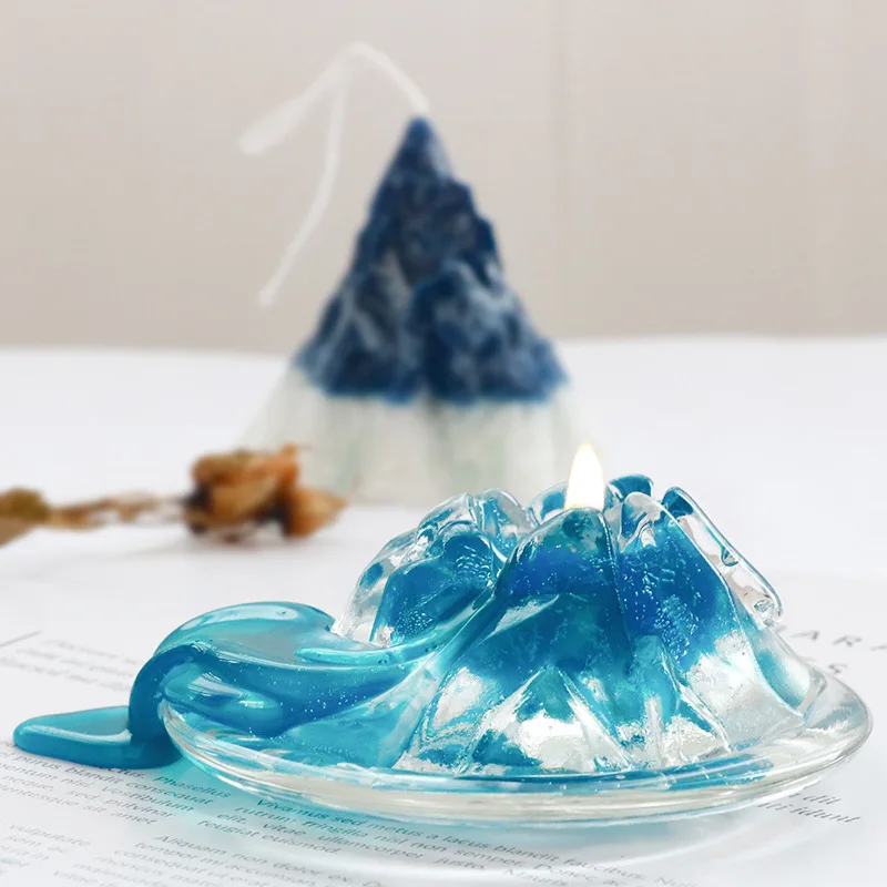 Handmade Candle making Iceberg Snow Mountain Epoxy Resin Mold DIY Aromatherapy Candle Plaster Volcanic Silicone Mold Crafts