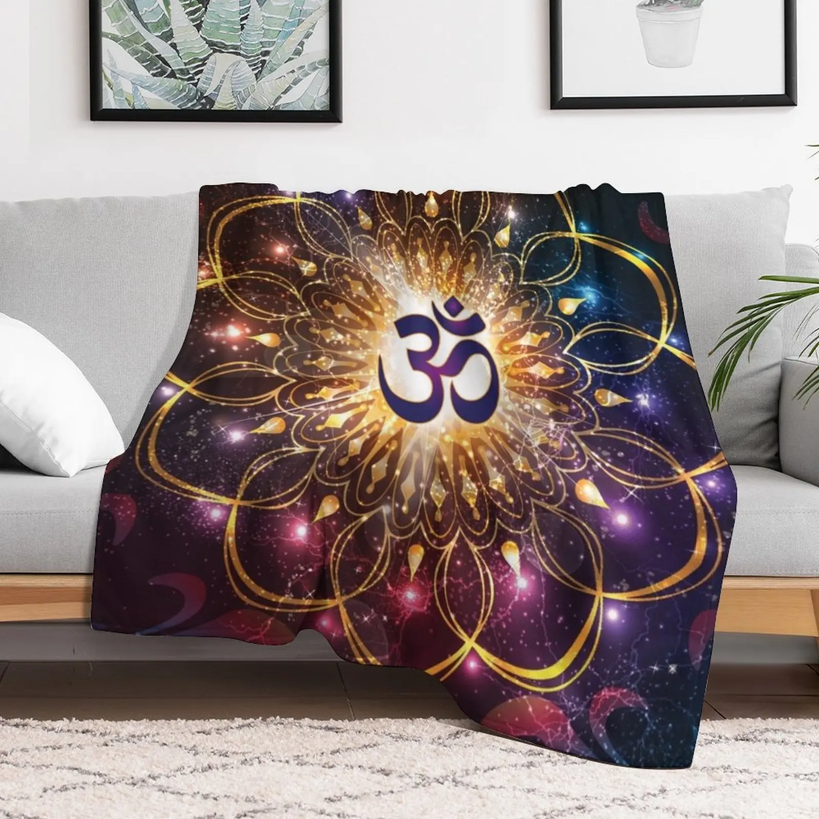 The higher power of Om - sacred geometry Throw Blanket Summer Soft Picnic Blankets