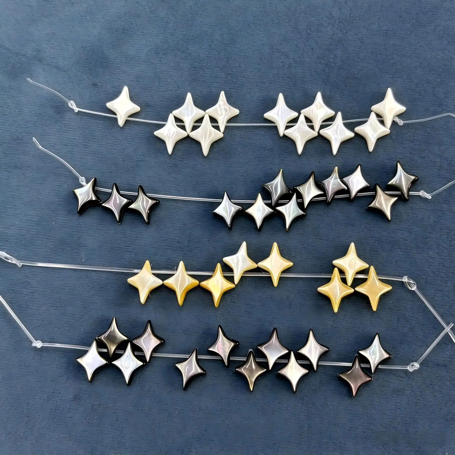 50 Pcs/lot Natural Mother of Pearl Four Pointed Star Shell Beads 3 Colors for Jewelry Making DIY Earring Necklace Accessory