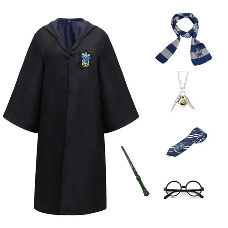 New ★ Kids Adult Slytherin Robe Cloak Costume For Children Men Women Magic School Uniform Wizard Cosplay Halloween Cos★ 2025 qi☆