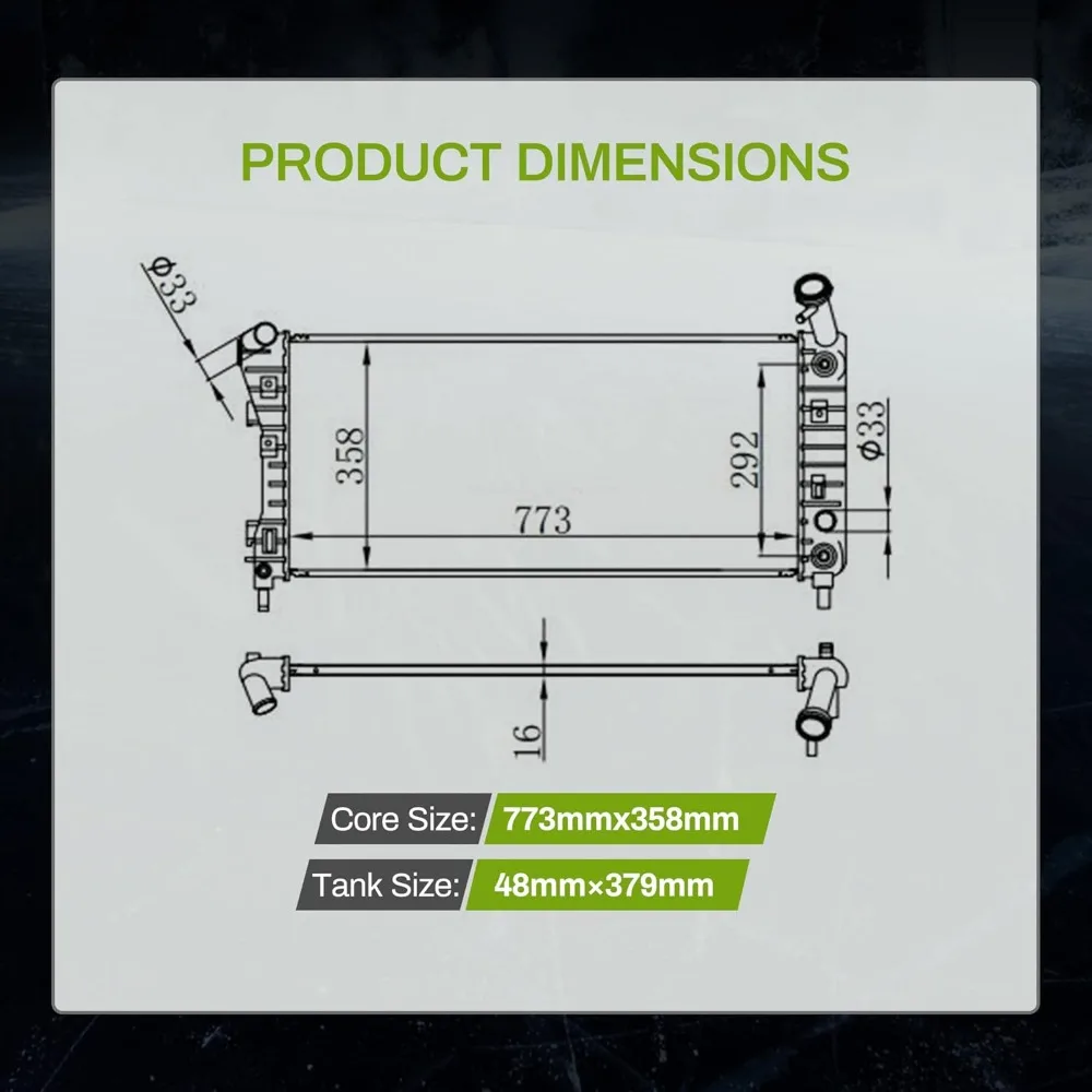 المبرد لـ 2005-2009 بويك لاكروس، 2005-2008 بونتياك جراند بريكس، و 2004-2005 شيفروليه إمبالا