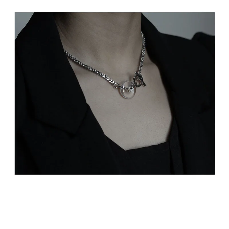 

Brass With White Gold Natural Crystal OT Chian Choker Necklace Women Jewelry Punk Designer Runway Rare Gown Boho Japan Korean
