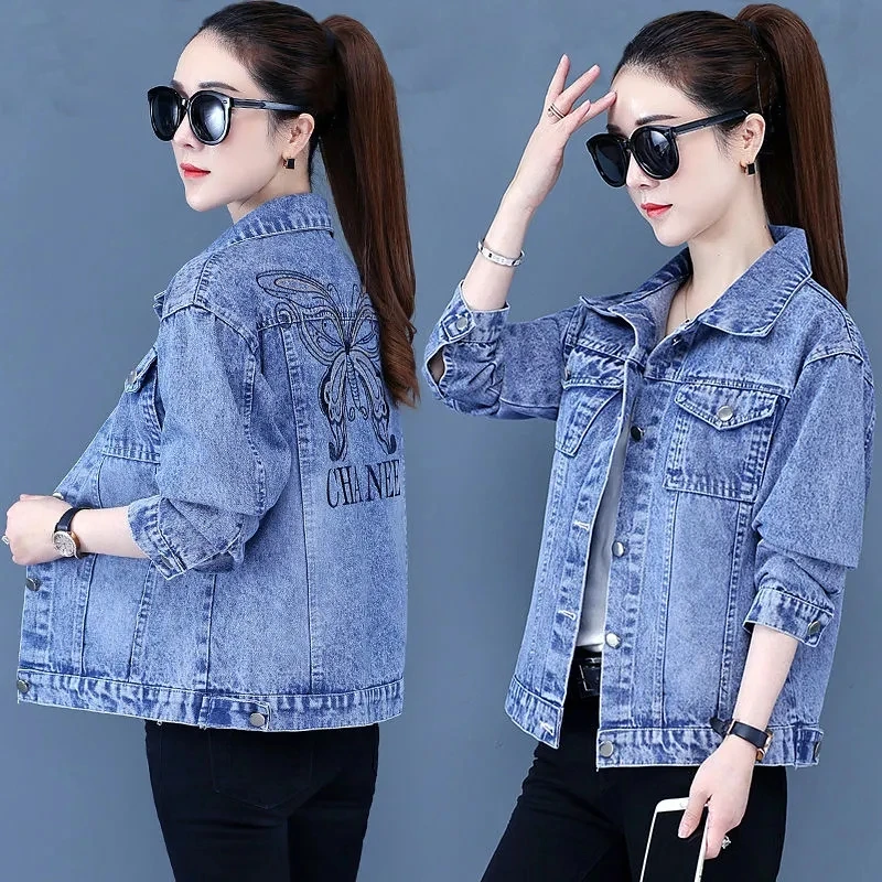 High-quality Denim Jacket Women\'s Trendy Ins Autumn And Winter 2022 New Black Denim Clothes Slimming Top Jacket women\'s Cardigan