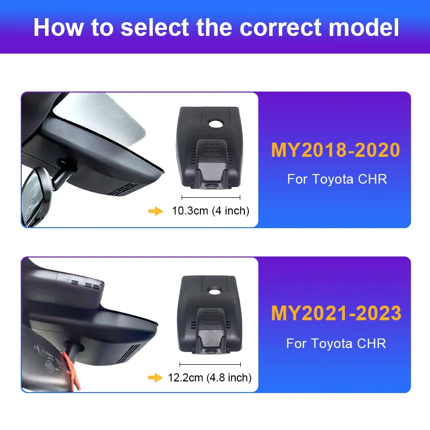 New! Easy Install Car DVR for Toyota C-HR CHR 2023-2018, Plug and Play 4K 2160P Dash Cam Dashcam Camera, Accessories for CHR