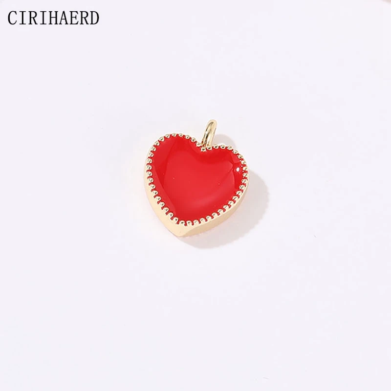 14k Gold Plated Dripping Oil Love Heart Charm Pendant DIY Jewelry Accessories Necklace Bracelet Making Supplies Small Pendants