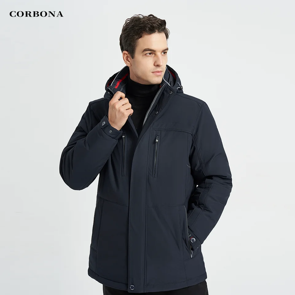 CORBONA-Chaqueta de invierno para hombre, abrigo largo de algodón de alta calidad, a prueba de viento, moda de negocios, sombrero desmontable para exteriores, Parka cálida, novedad