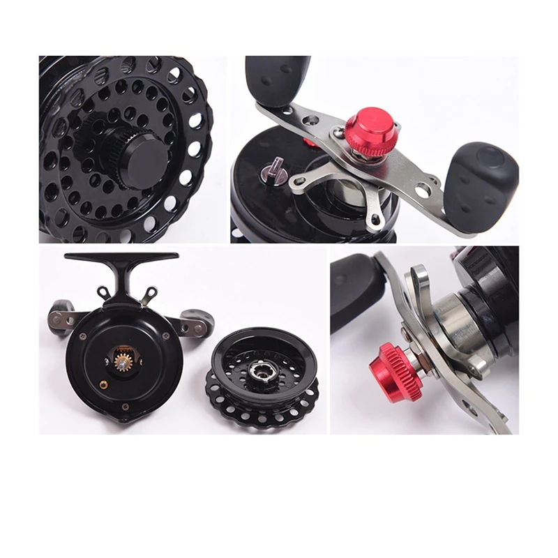 LEO 1 PCS Dws60 High-Foot Raft Wheel Rotary Ice Plate Fishing Supplies Micro-Lead Wheel 4+1Bb 2.6:1 Black (Left)