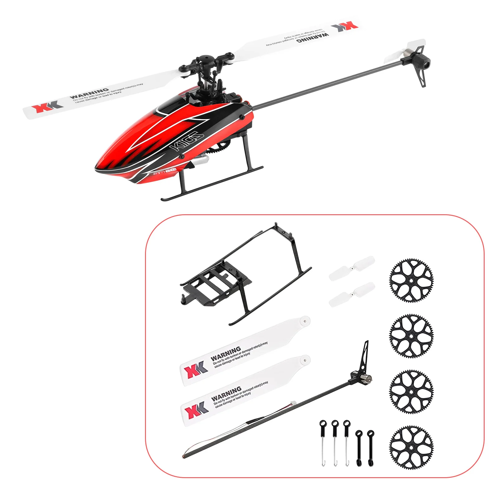 Kit di accessori di ricambio, compatibile con elicottero WLtoys XK K110S RC, kit elica, carrello di atterraggio, kit ingranaggio lama motore di coda