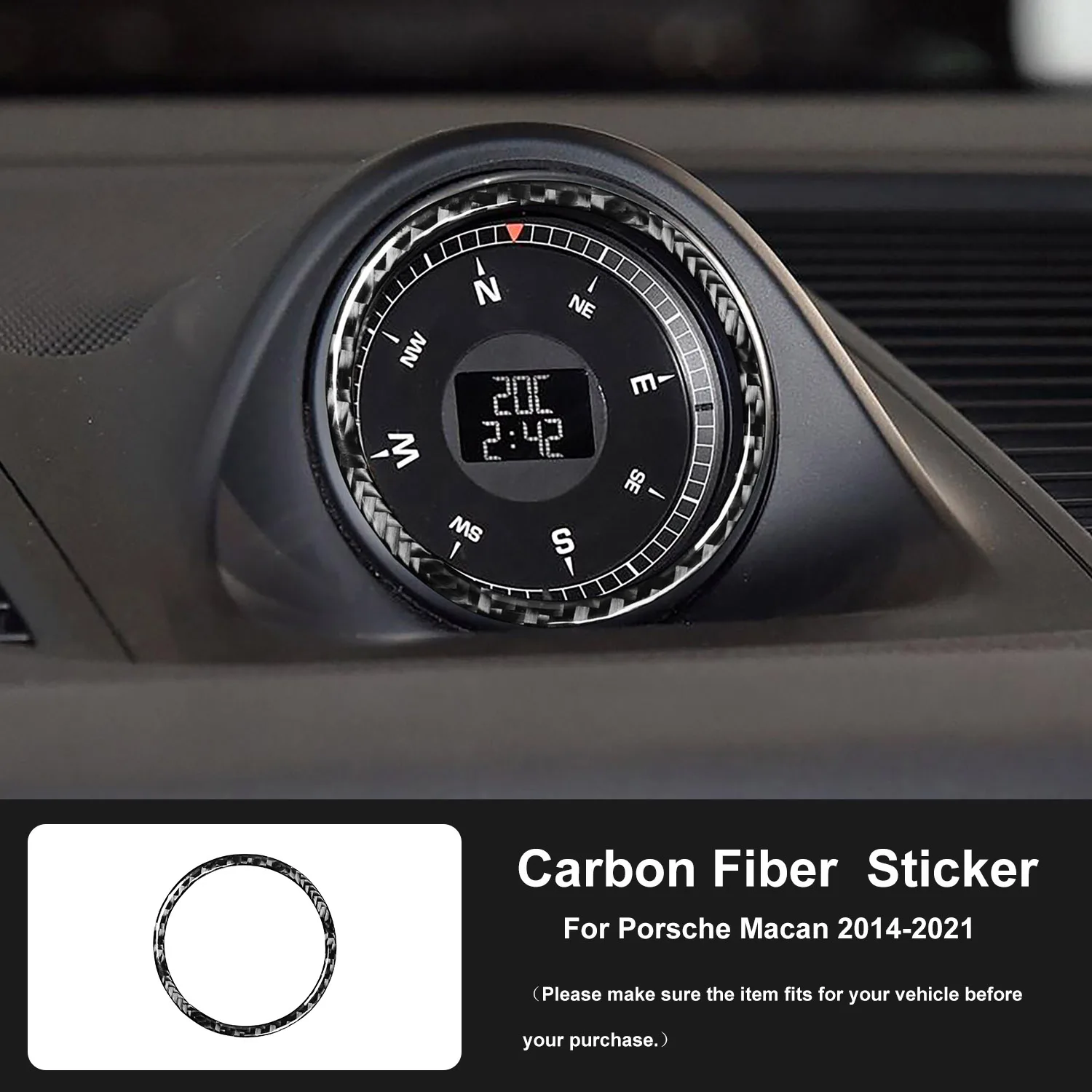 Para Porsche Macan 2014-2021 velocímetro de fibra de carbono marco embellecedor anillo cubierta pegatina decoración Interior del coche Accesorios
