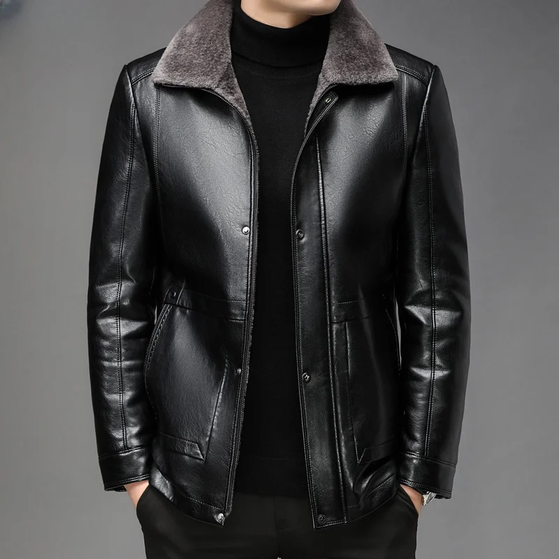 

Genuine Leather Jacket Men Clothing Warm Plush Coats Autumn Winter Jackets for 2023 Casual Outwear Jaqueta Masculina