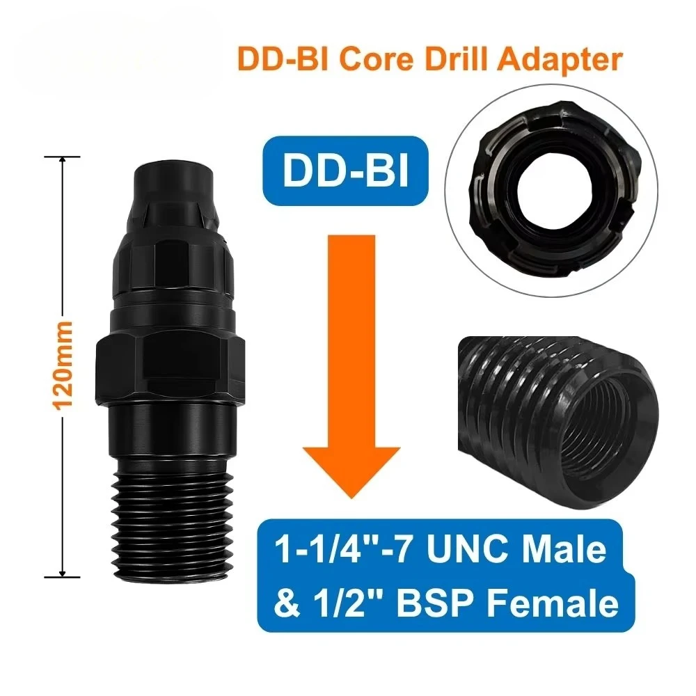 Diamond Core Drill Bit Adapter DD-BI+ Chuck to 1-1/4 UNC Male & 1/2 BSP Female Converter for DD100 DD120 Drill Machine