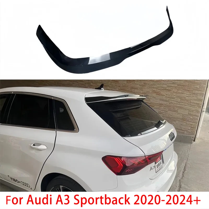 For Audi A3 8Y Sportback 2020 2021 2022 2023 2024 Maxton Style Roof Spoiler Extension Glossy Black Car Rear Trunk Roof Spoiler