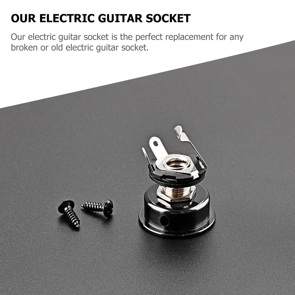 Rectangular Metal Guitar Output Jack Socket Replacement for Electric Guitar – Black