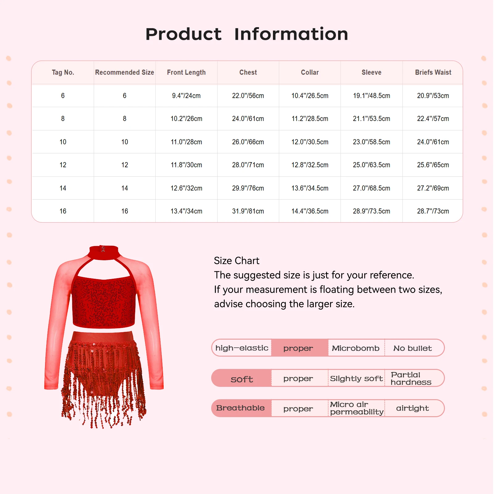 Kids Girls Sequins Latin Dance Sets Sheer Mesh Long Sleeve Mock Neck Crop Top with Elastic Waistband Sequins Tassel Briefs - Image 6