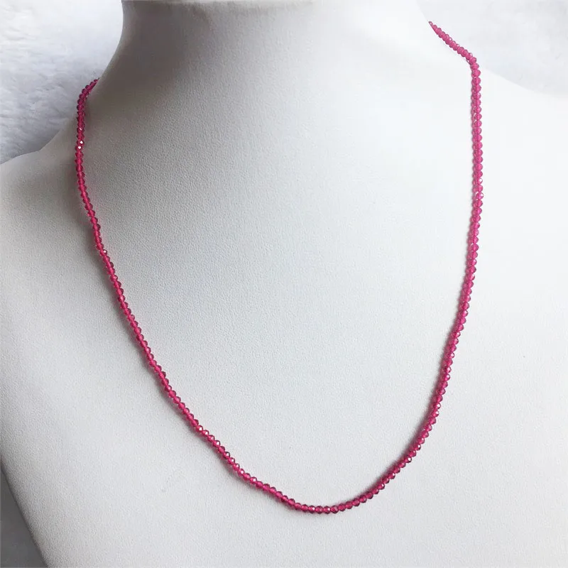 

2MM 3MM Cut Purple Red Ruby Spinel Necklace Gemstone Natural Stone Jewelry Elegant Exquisite Chain Choker Collier