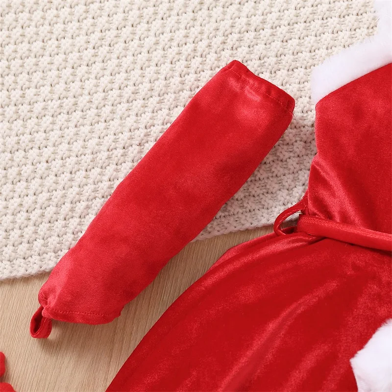 Abito da ragazza di Natale Bambino Bambina Tutu di velluto rosso Abiti da festa Costumi di Natale per bambini