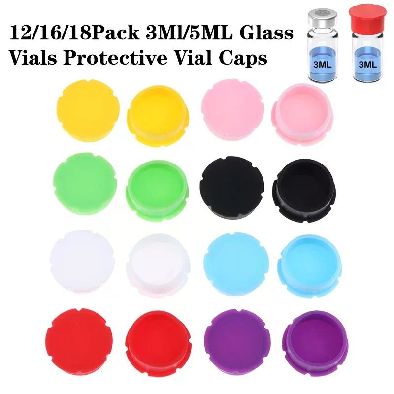 12/16/18 Pcs 3/5ML Glass Vials Protective Vial Caps For Insulin Bottles Leak-Proof Dust-Resistant Lids Cover For Flip Off Caps
