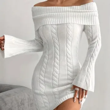 

New Fashionable Backless Slim Knitted Dress Women In Autumn Sexy And Elegant Solid Color Long-sleeved Mini Dresses For Women