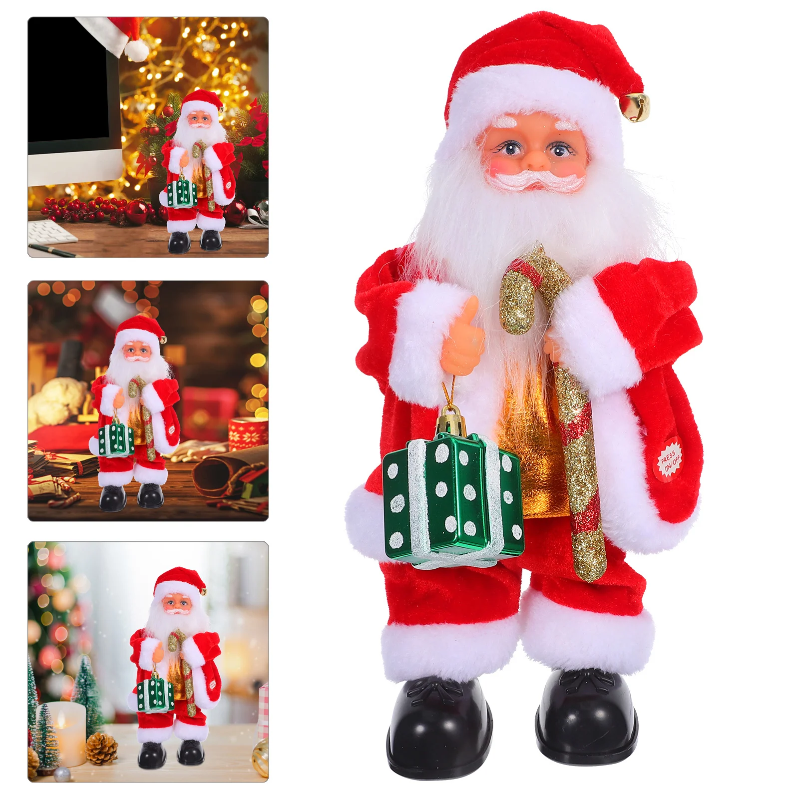 Santa Toy Christmas Party Toys Cartoon Electric Decor Crutch Favors Plastic Decorative Decorations